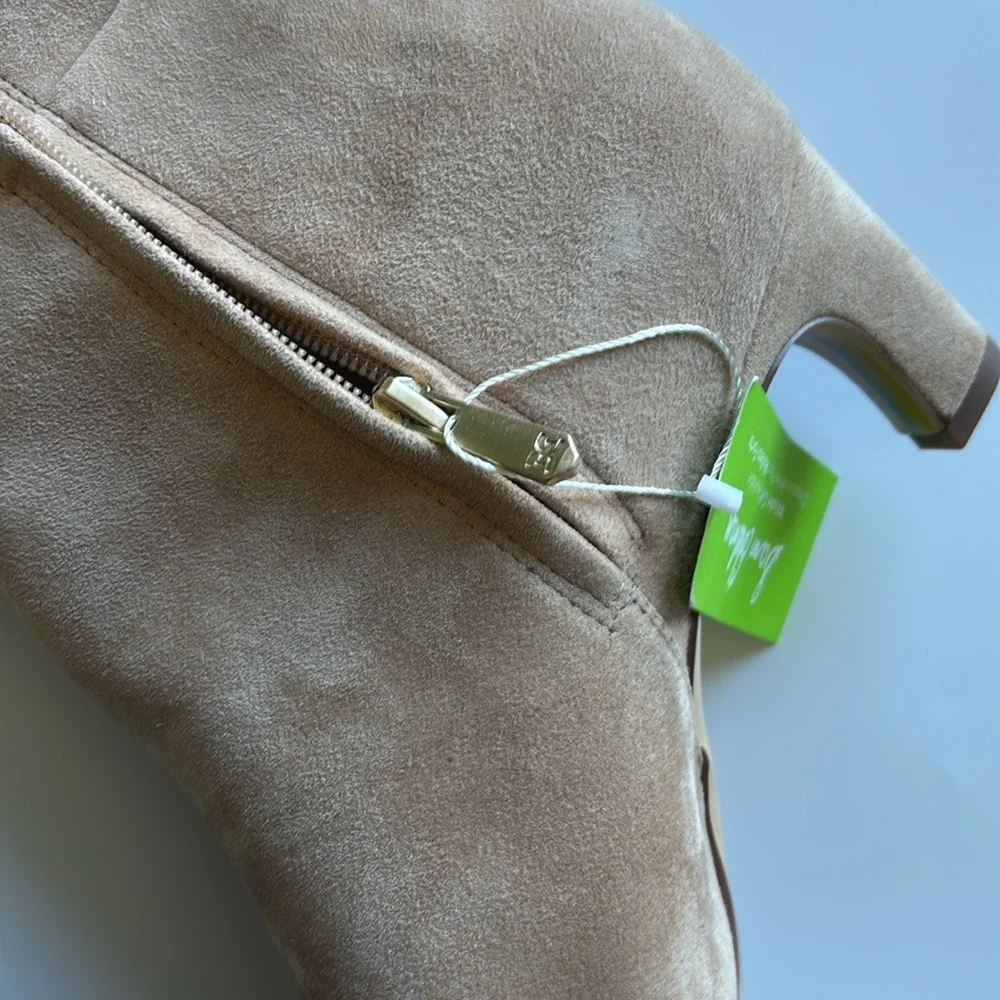 Sam Edelman Molly Suede Leather Knee High Nude Kitten Heel Boots (WIDE CALF) - Picture 10 of 11